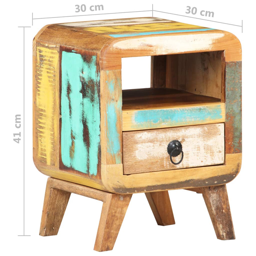 Nachtkastje 30X30X4 Cm massief gerecycled hout
