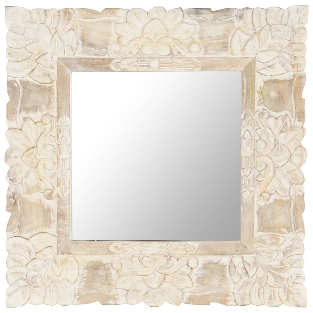 Spiegel Massief Mangohout 50 x 50 cm Wit