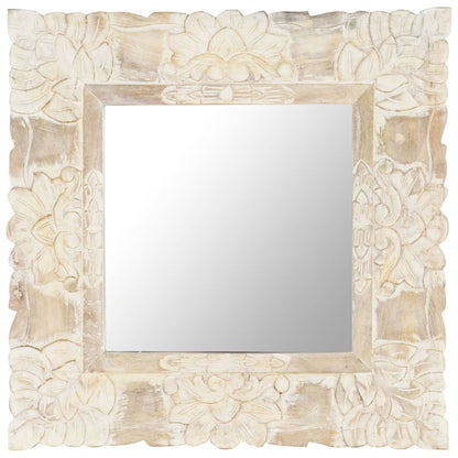 Spiegel Massief Mangohout 50 x 50 cm Wit