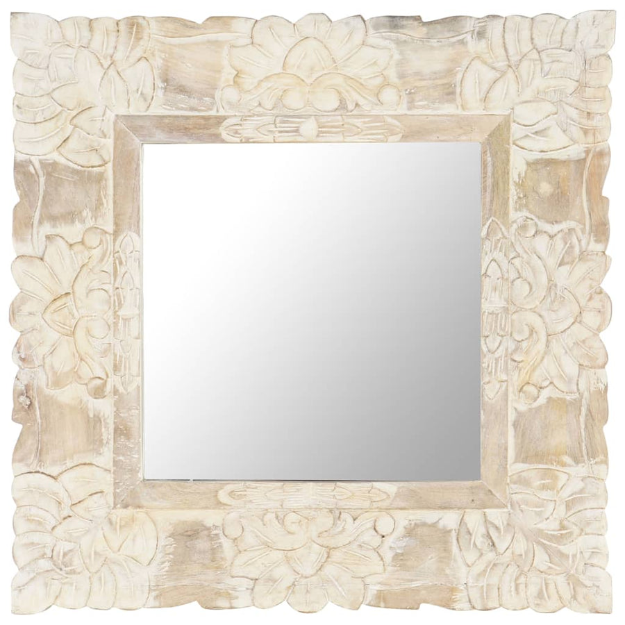 Spiegel Massief Mangohout 50 x 50 cm Wit