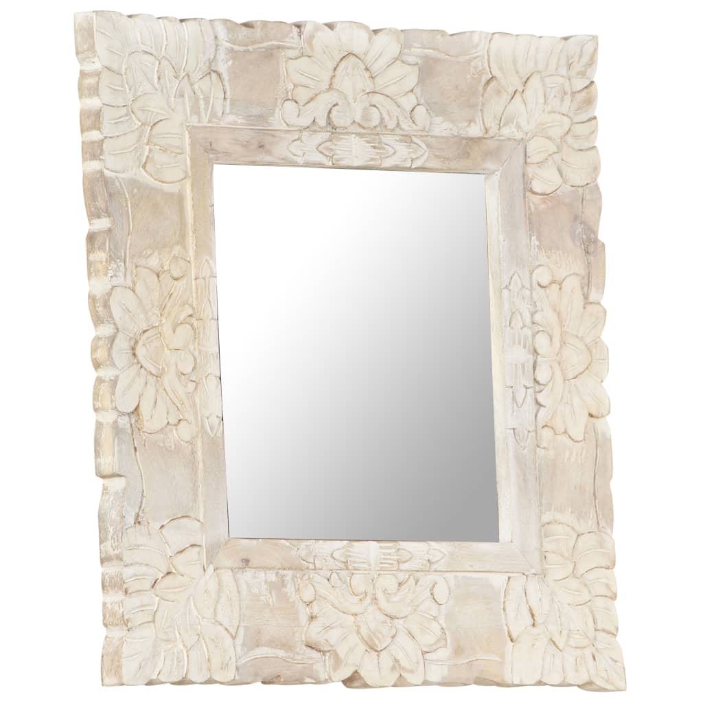 Spiegel Massief Mangohout 50 x 50 cm Wit