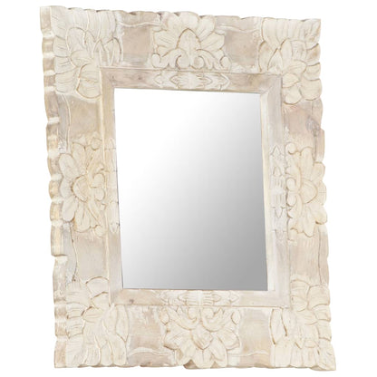 Spiegel Massief Mangohout 50 x 50 cm Wit