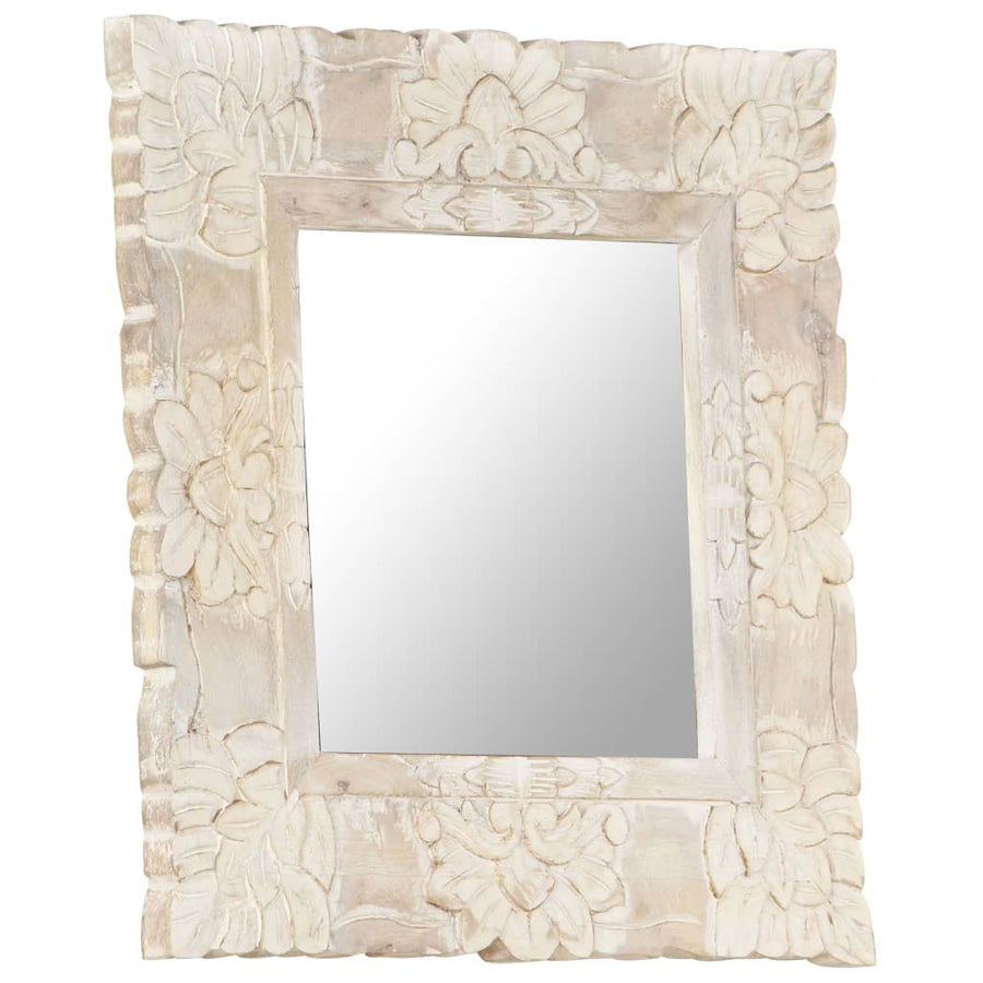 Spiegel Massief Mangohout 50 x 50 cm Wit