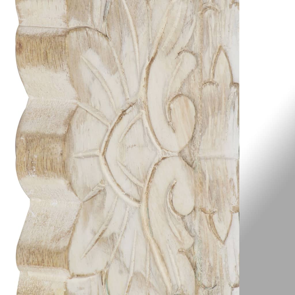 Spiegel Massief Mangohout 50 x 50 cm Wit