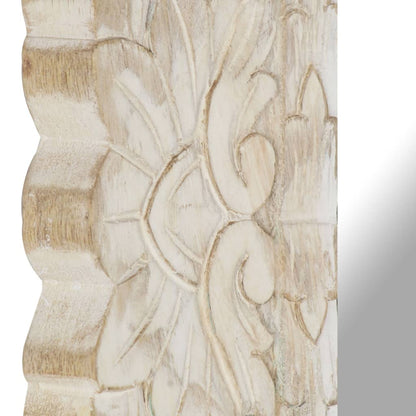 Spiegel Massief Mangohout 50 x 50 cm Wit