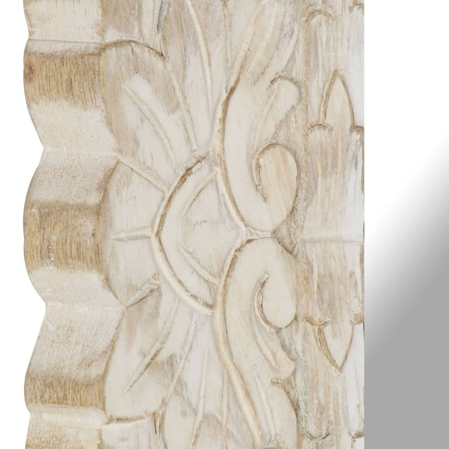 Spiegel Massief Mangohout 50 x 50 cm Wit