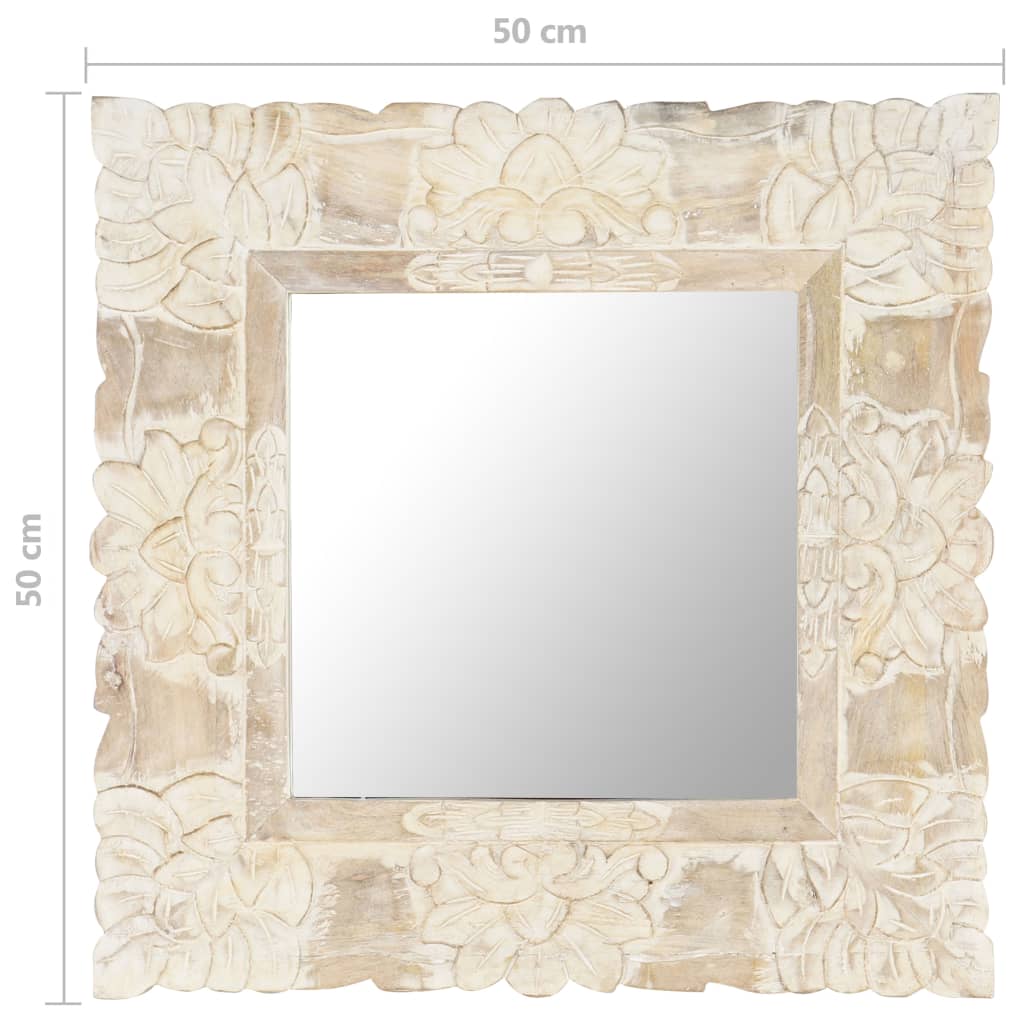 Spiegel Massief Mangohout 50 x 50 cm Wit