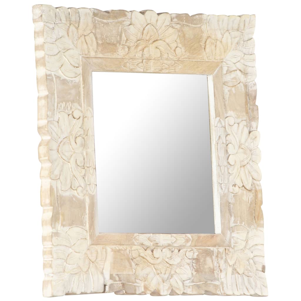 Spiegel Massief Mangohout 50 x 50 cm Wit