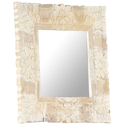 Spiegel Massief Mangohout 50 x 50 cm Wit