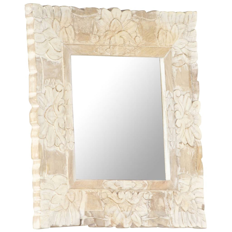 Spiegel Massief Mangohout 50 x 50 cm Wit