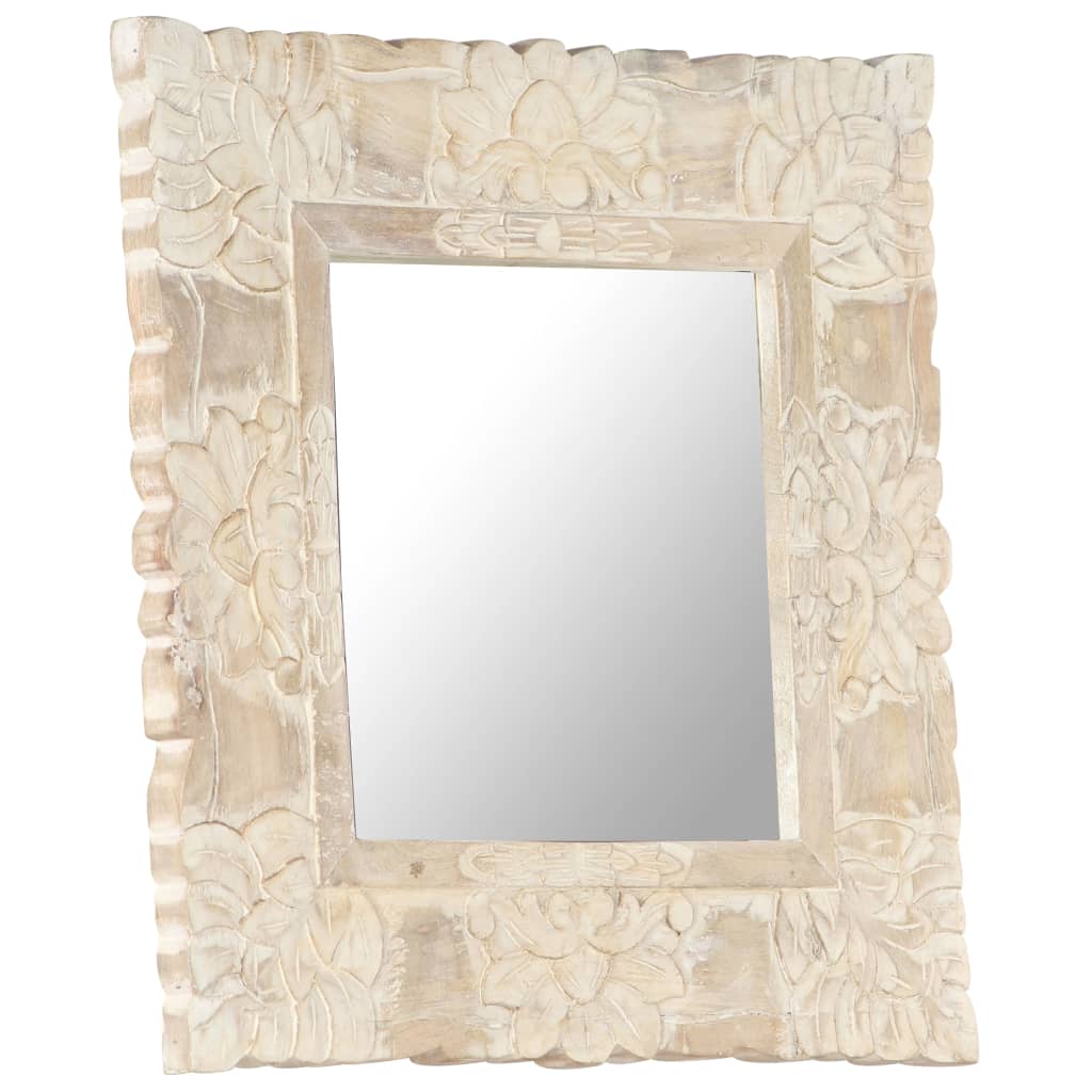 Spiegel Massief Mangohout 50 x 50 cm Wit