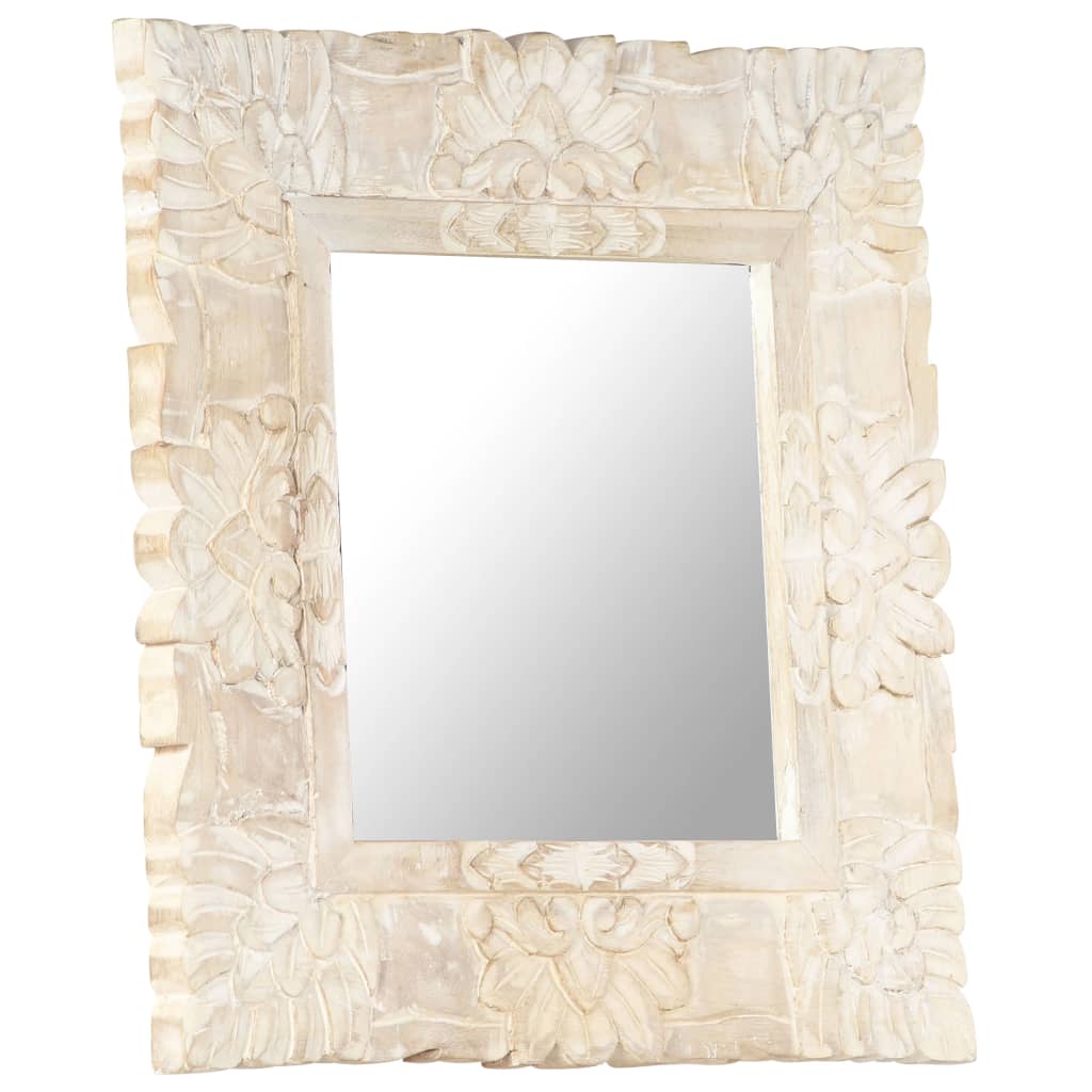 Spiegel Massief Mangohout 50 x 50 cm Wit