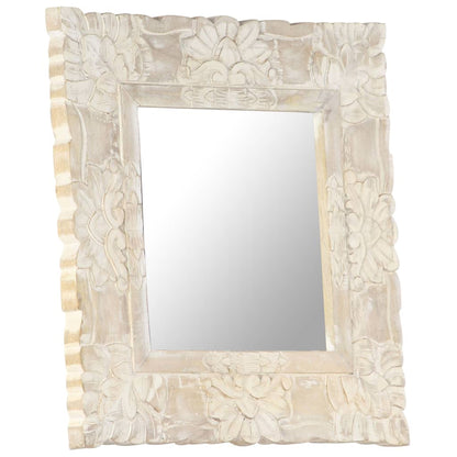 Spiegel Massief Mangohout 50 x 50 cm Wit