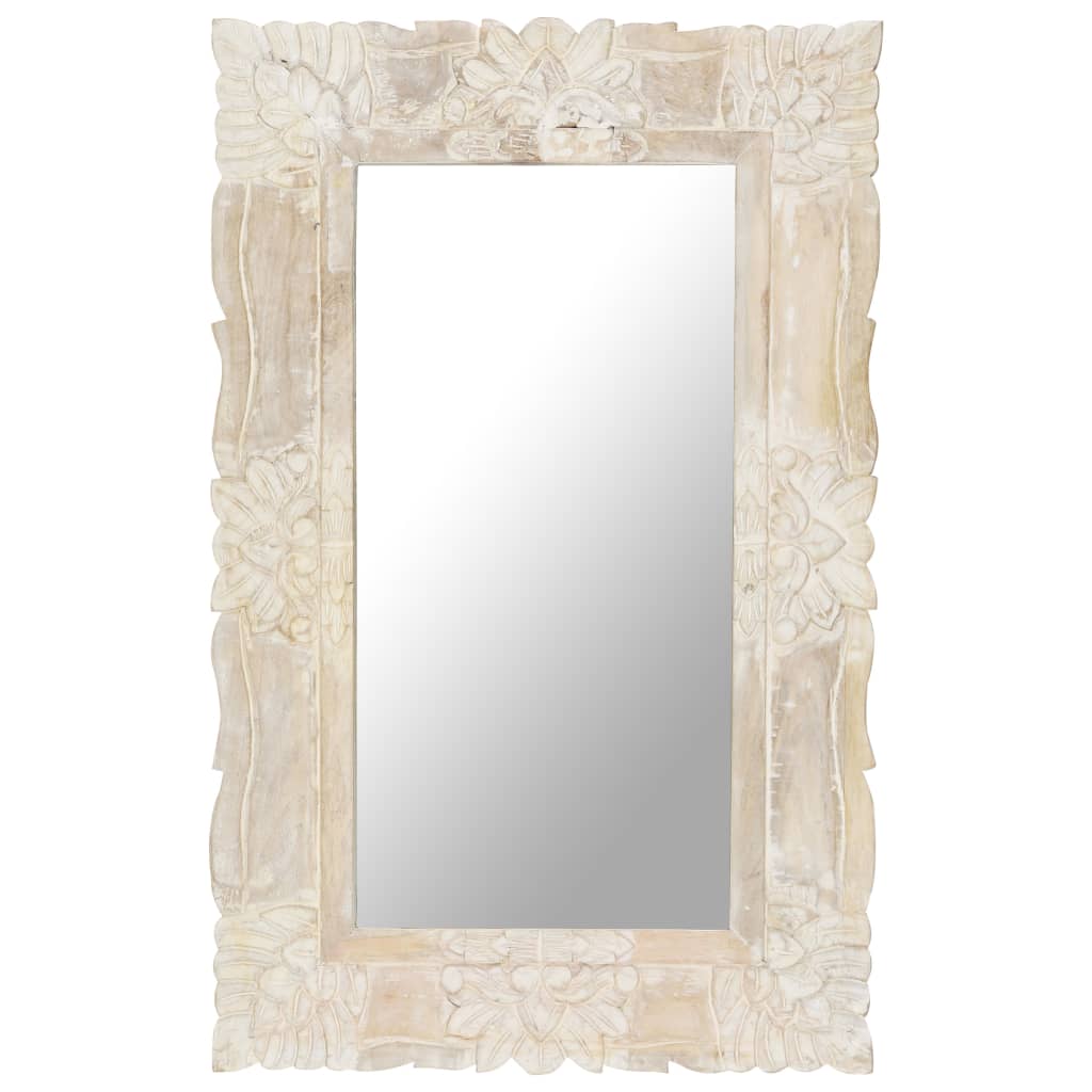 Spiegel Massief Mangohout 80 x 50 cm Wit