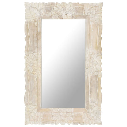 Spiegel Massief Mangohout 80 x 50 cm Wit