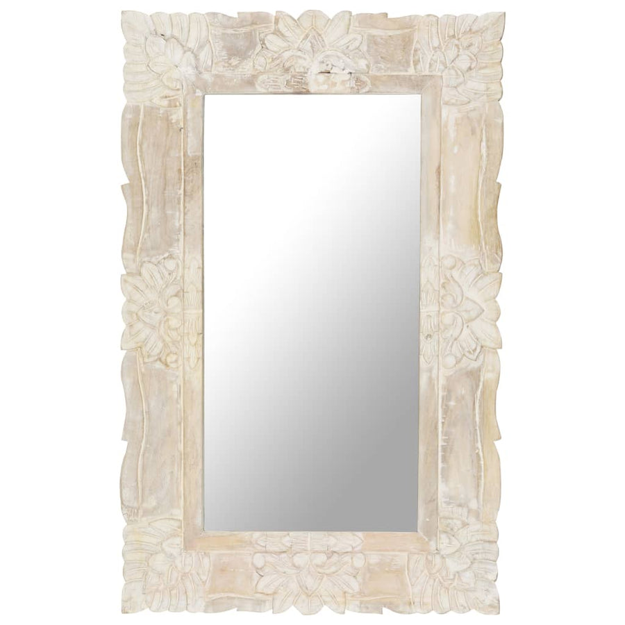 Spiegel Massief Mangohout 80 x 50 cm Wit