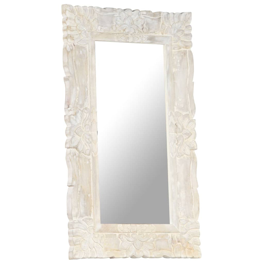 Spiegel Massief Mangohout 80 x 50 cm Wit