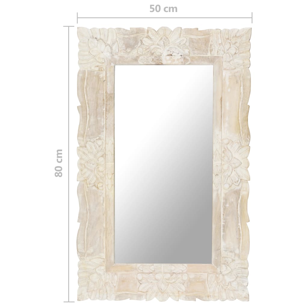 Spiegel Massief Mangohout 80 x 50 cm Wit