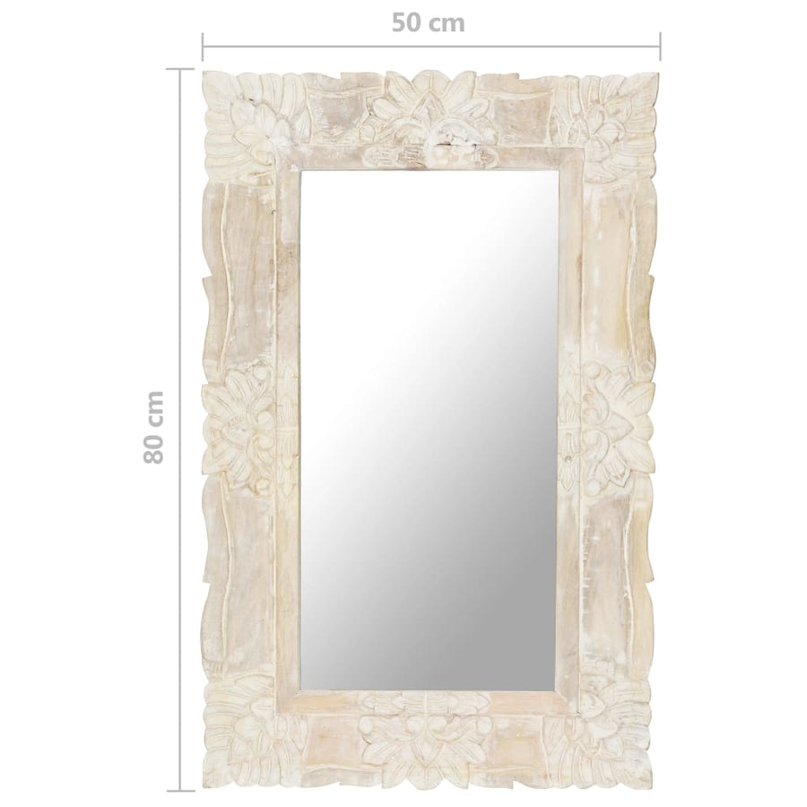 Spiegel Massief Mangohout 80 x 50 cm Wit