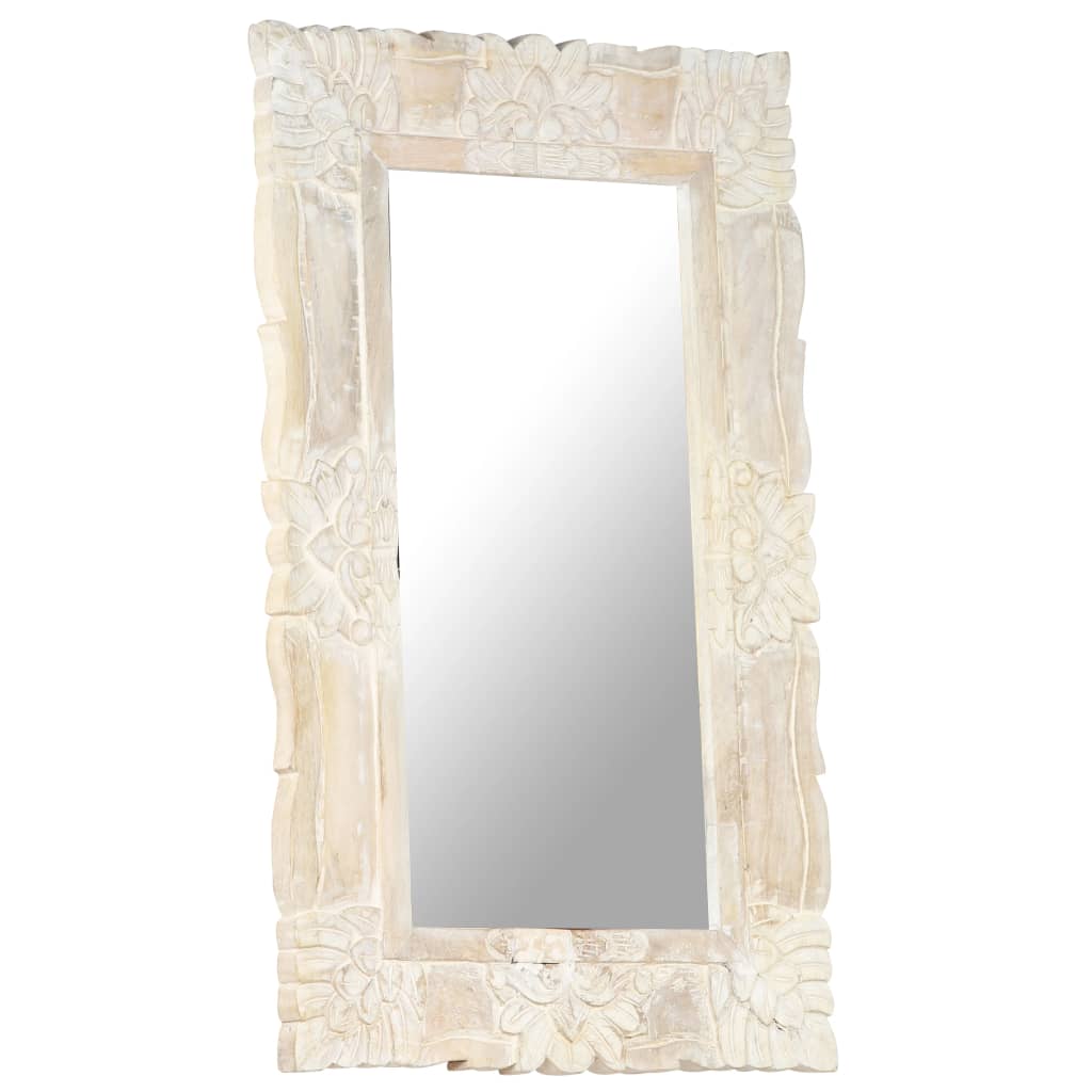 Spiegel Massief Mangohout 80 x 50 cm Wit