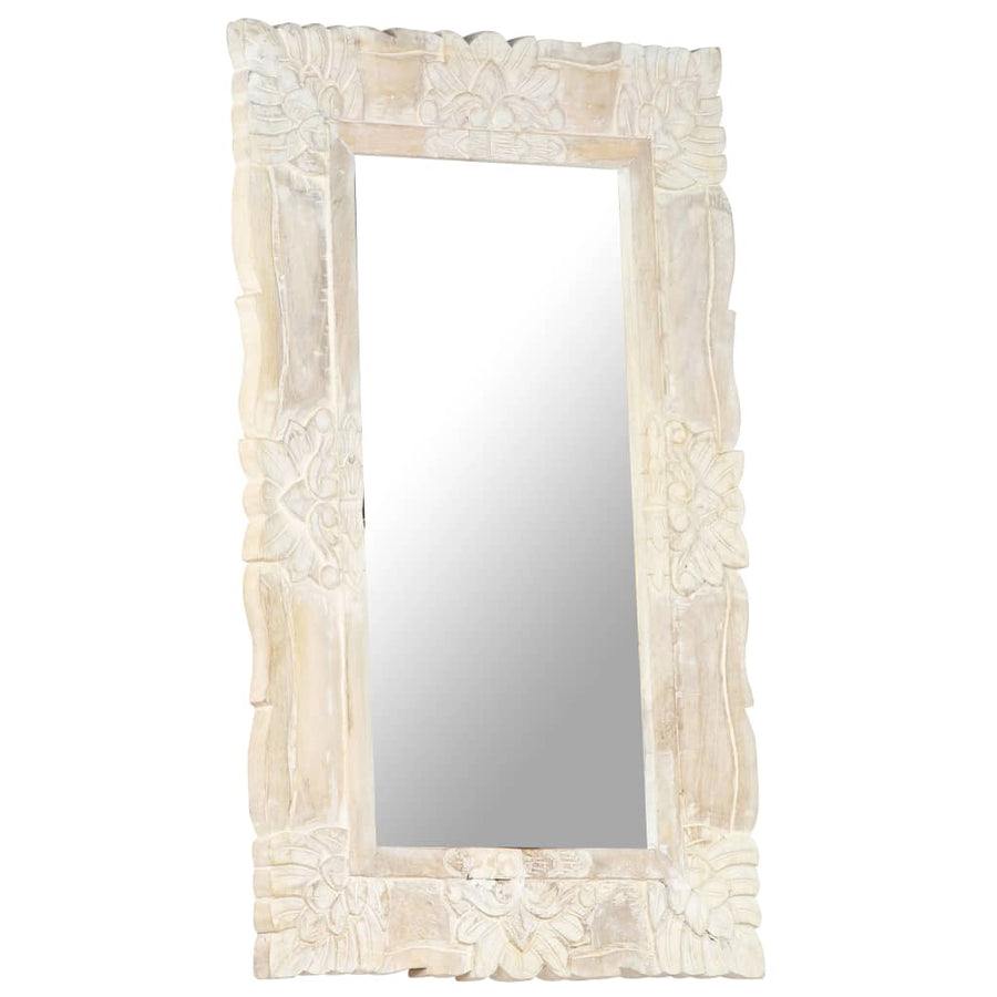 Spiegel Massief Mangohout 80 x 50 cm Wit