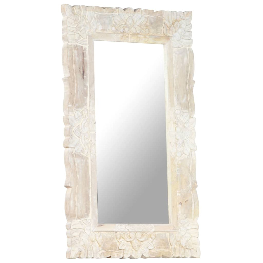 Spiegel Massief Mangohout 80 x 50 cm Wit