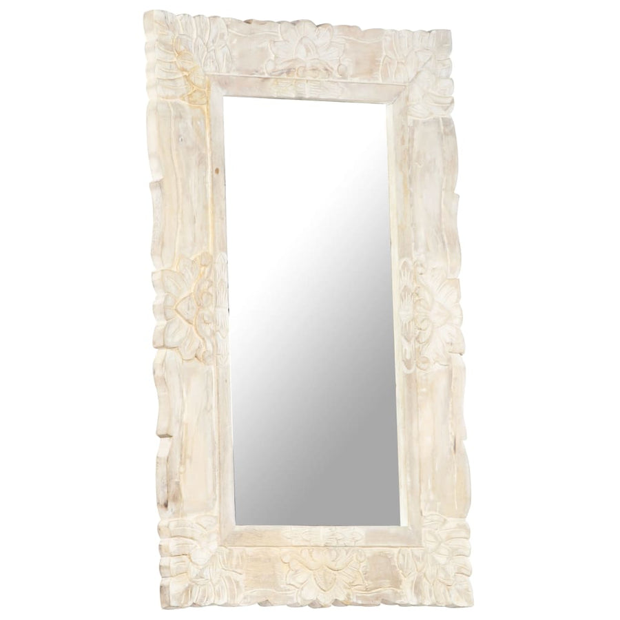 Spiegel Massief Mangohout 80 x 50 cm Wit