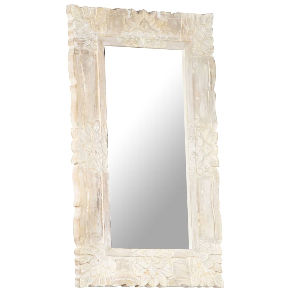 Spiegel Massief Mangohout 80 x 50 cm Wit