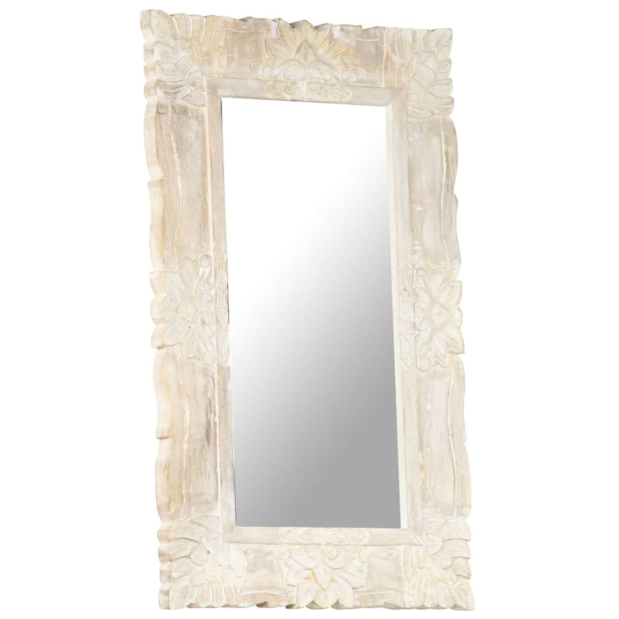 Spiegel Massief Mangohout 80 x 50 cm Wit