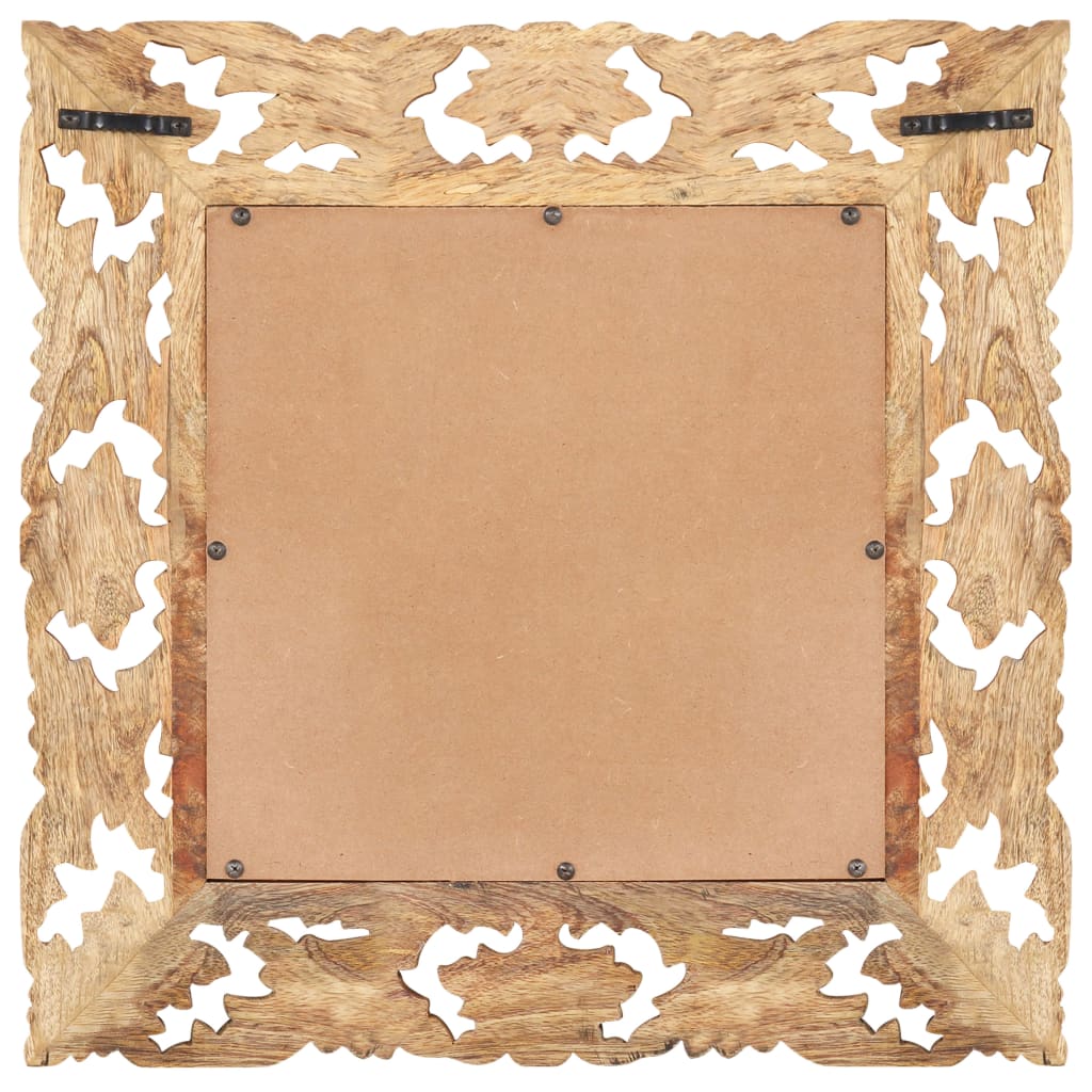 Spiegel Handgesneden Massief Mangohout 50 x 50 cm Bruin