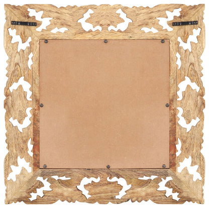 Spiegel Handgesneden Massief Mangohout 50 x 50 cm Bruin
