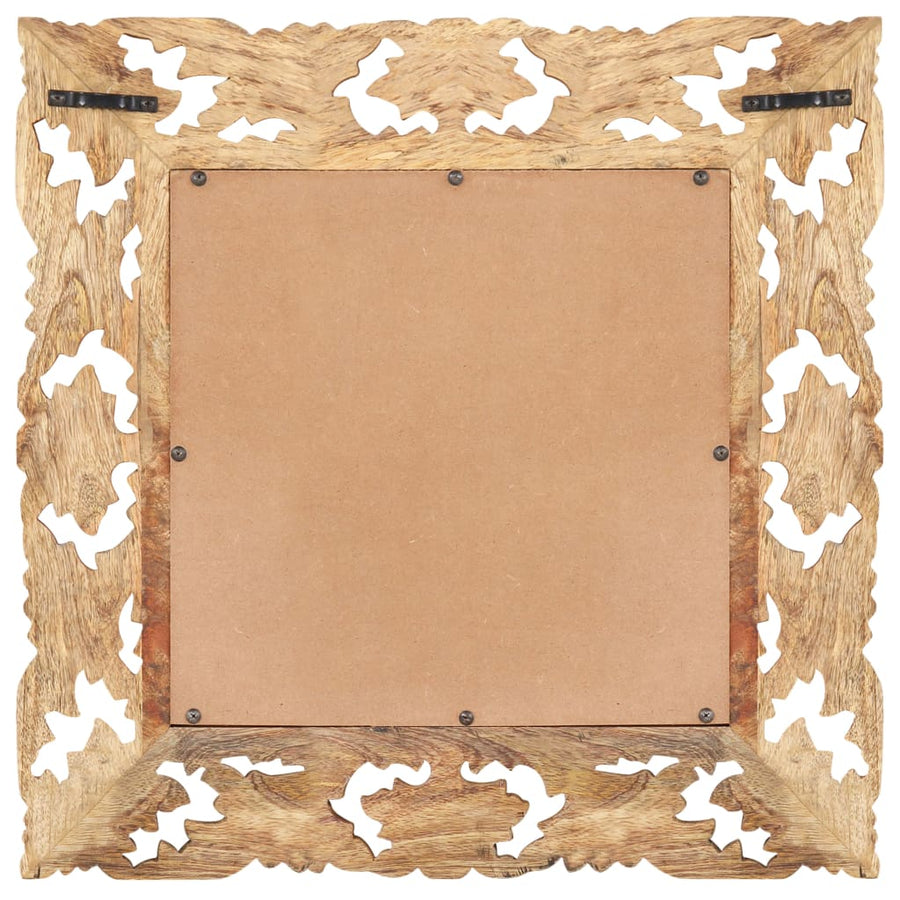 Spiegel Handgesneden Massief Mangohout 50 x 50 cm Bruin