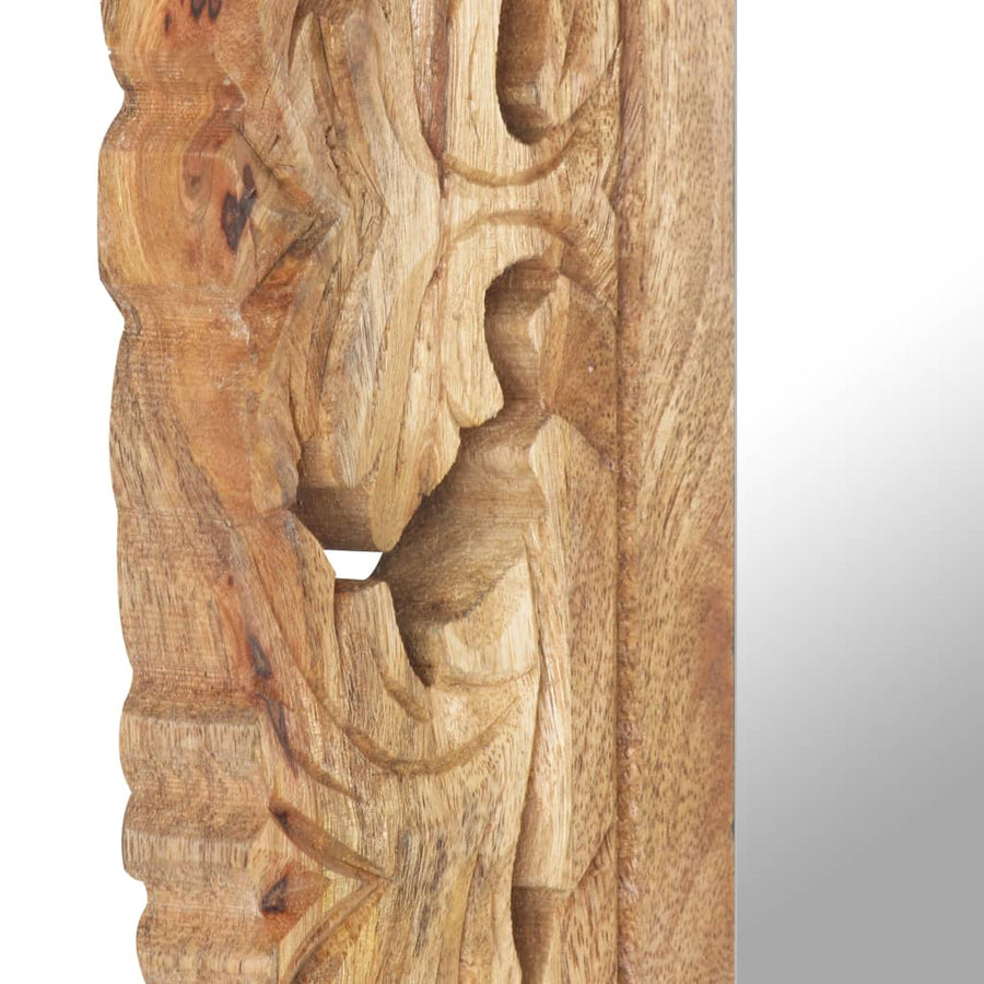 Spiegel Handgesneden Massief Mangohout 50 x 50 cm Bruin