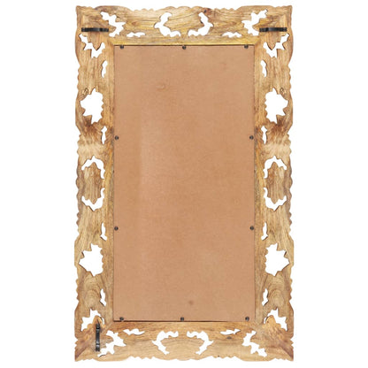 Spiegel Handgesneden 80X50 Cm Massief Mangohout 50 x 80 cm Bruin
