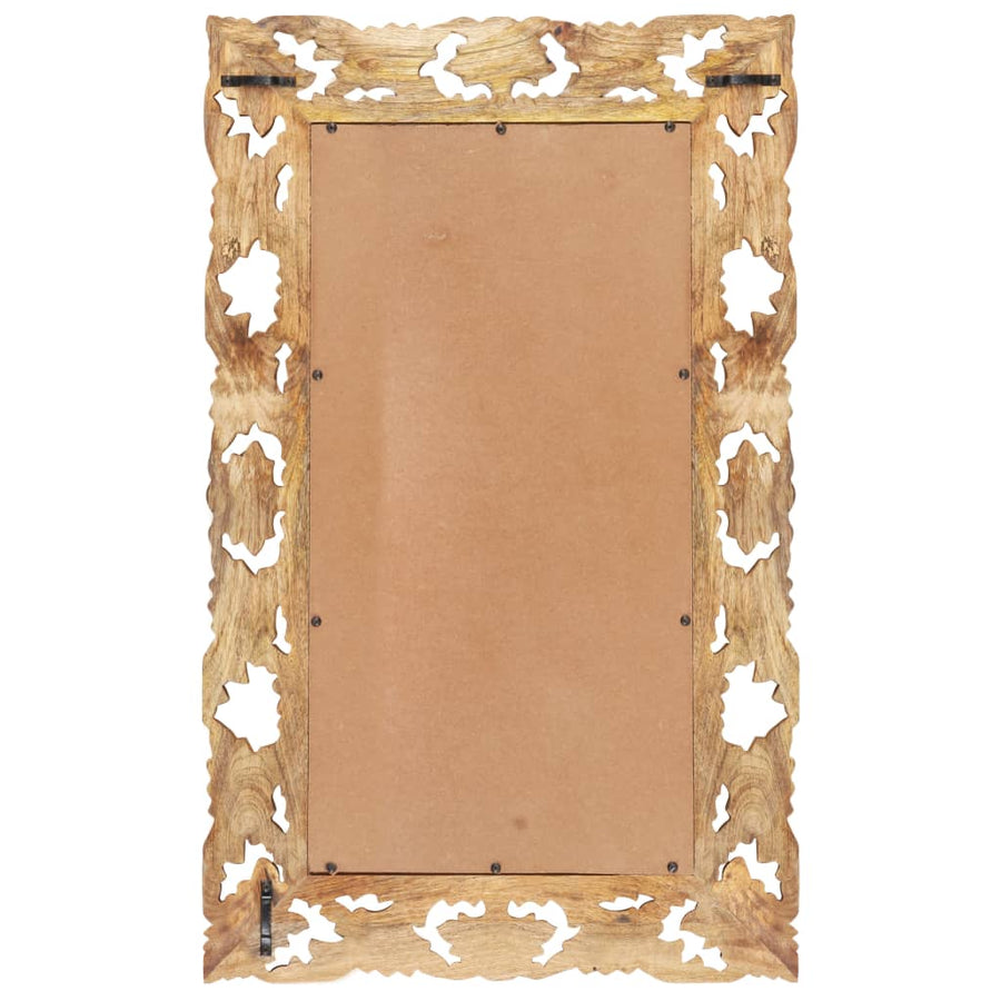 Spiegel Handgesneden 80X50 Cm Massief Mangohout 50 x 80 cm Bruin