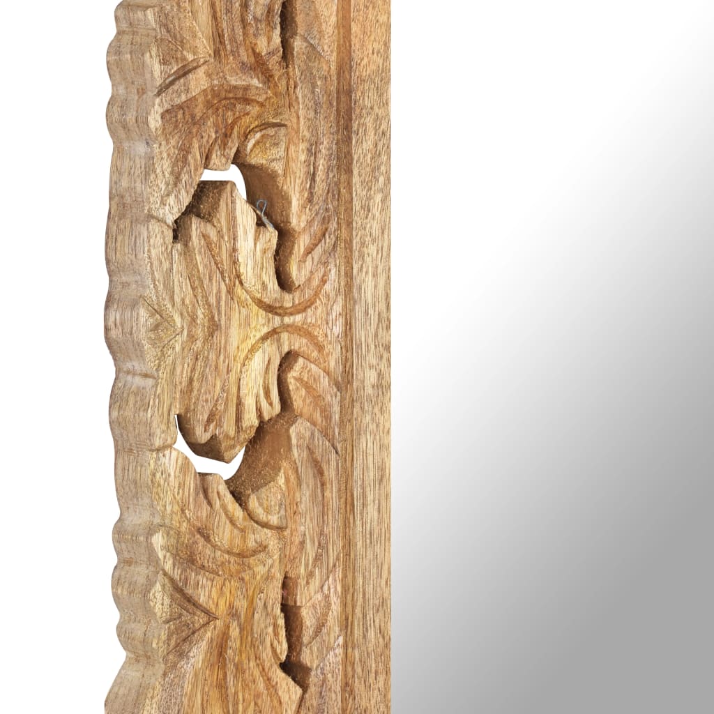 Spiegel Handgesneden 80X50 Cm Massief Mangohout 50 x 80 cm Bruin