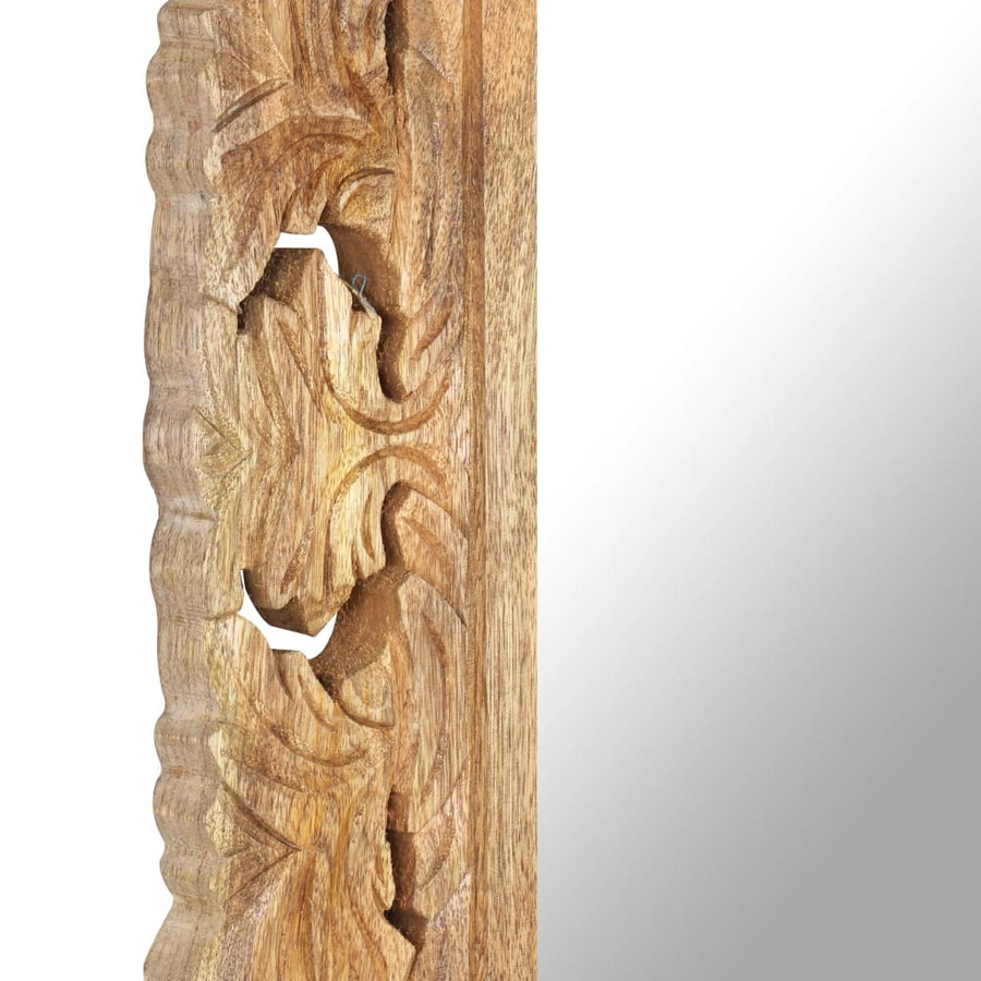 Spiegel Handgesneden 80X50 Cm Massief Mangohout 50 x 80 cm Bruin