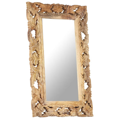 Spiegel Handgesneden 80X50 Cm Massief Mangohout 50 x 80 cm Bruin