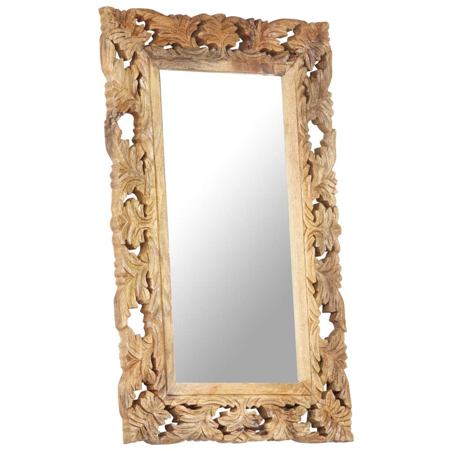Spiegel Handgesneden 80X50 Cm Massief Mangohout 50 x 80 cm Bruin