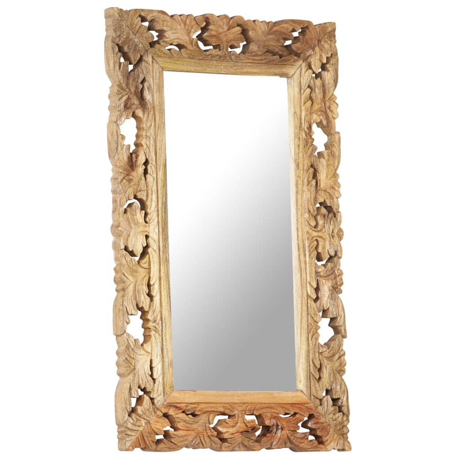 Spiegel Handgesneden 80X50 Cm Massief Mangohout 50 x 80 cm Bruin