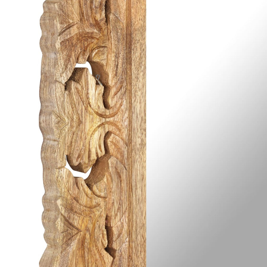 Spiegel Handgesneden 0X50 Cm Massief Mangohout 50 x 110 cm Bruin