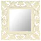 Mirror hand-carved 50x50 cm solid mango wood white
