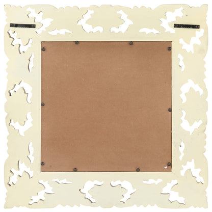 Spiegel Handgesneden Massief Mangohout 50 x 50 cm Wit