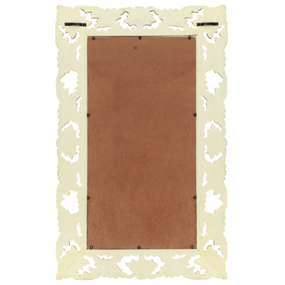 Spiegel handgesneden 80x50 cm massief mangohout wit