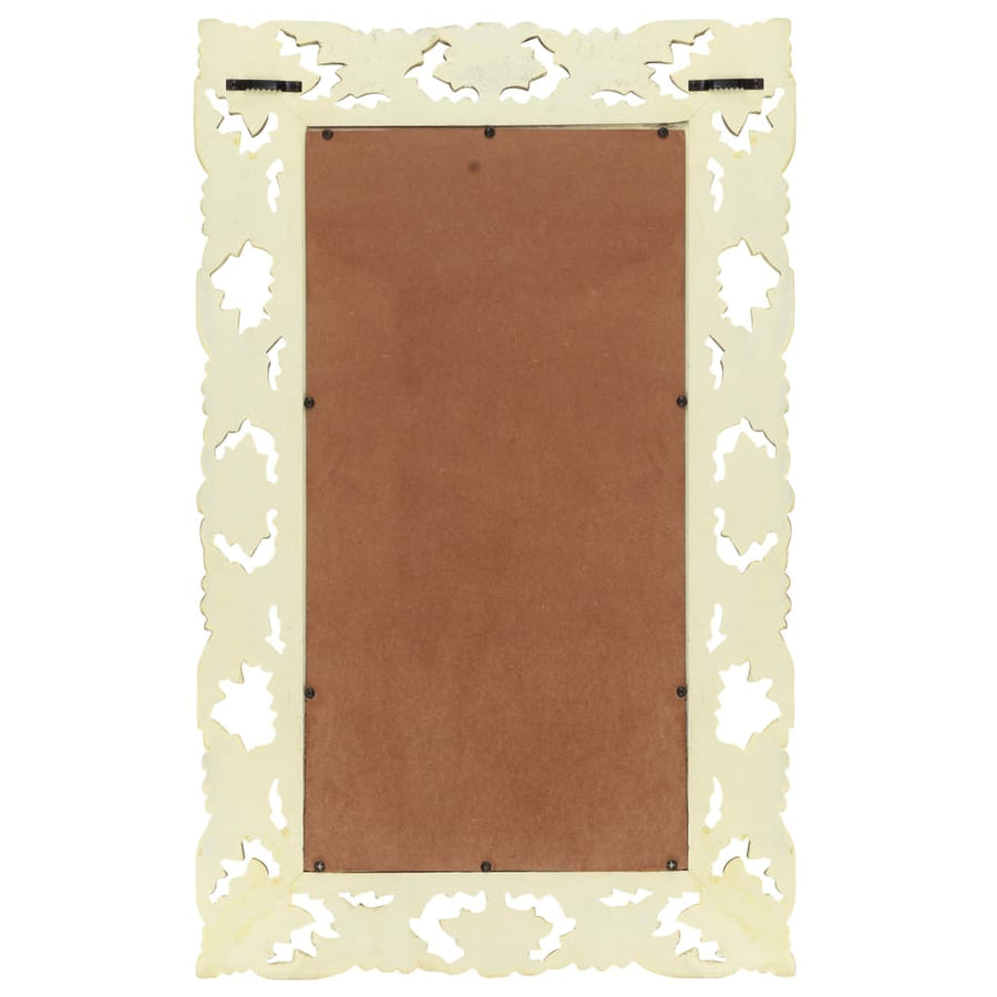 Spiegel handgesneden 80x50 cm massief mangohout wit