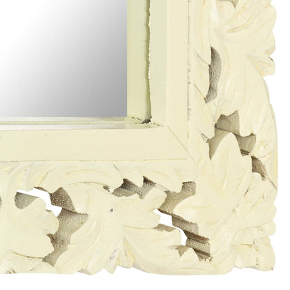 Spiegel handgesneden 80x50 cm massief mangohout wit