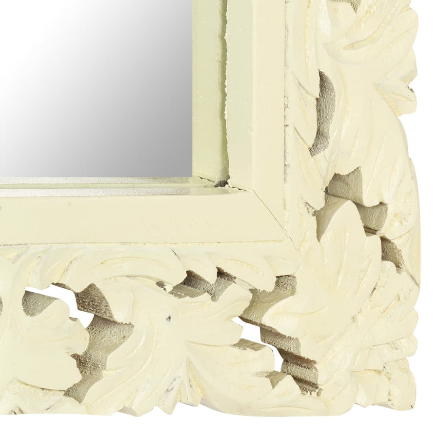 Spiegel handgesneden 80x50 cm massief mangohout wit