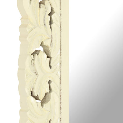 Spiegel handgesneden 80x50 cm massief mangohout wit