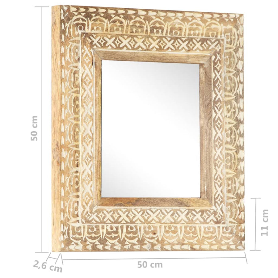 Spiegel Handgesneden 50X50X2,6 Cm Massief Mangohout 50 x 50 x 2.6 cm