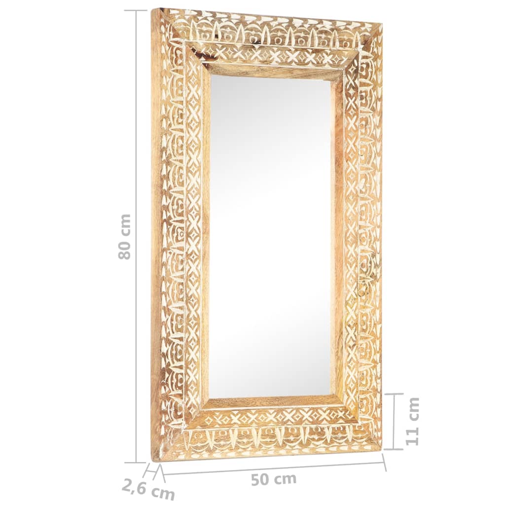 Spiegel Handgesneden 80X50X2,6 Cm Massief Mangohout 80 x 50 x 2.6 cm